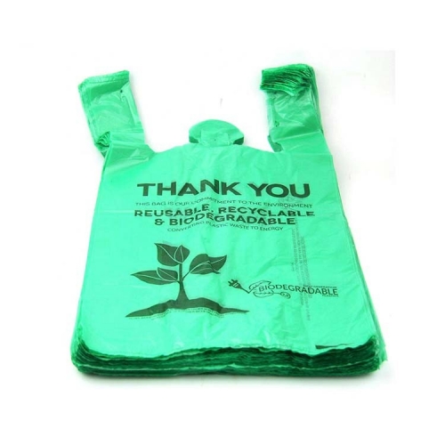 Sac d'emballage de t-shirt 100 % biodégradable en amidon de mas en rouleau jetable compostable