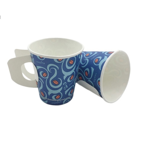 Tasse en papier de conception personnalisée de 7 oz avec poignée pour le thé et le café