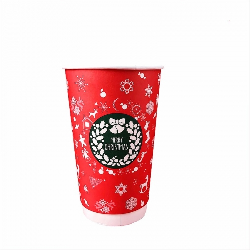 Tasses à café en papier compostables isolées à double paroi de Noël pour boisson chaude