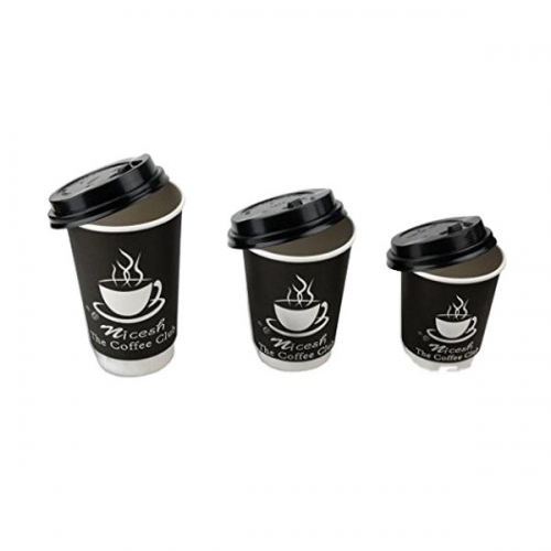 Gobelet en papier noir à double paroi avec couvercle tasses à café turques modernes